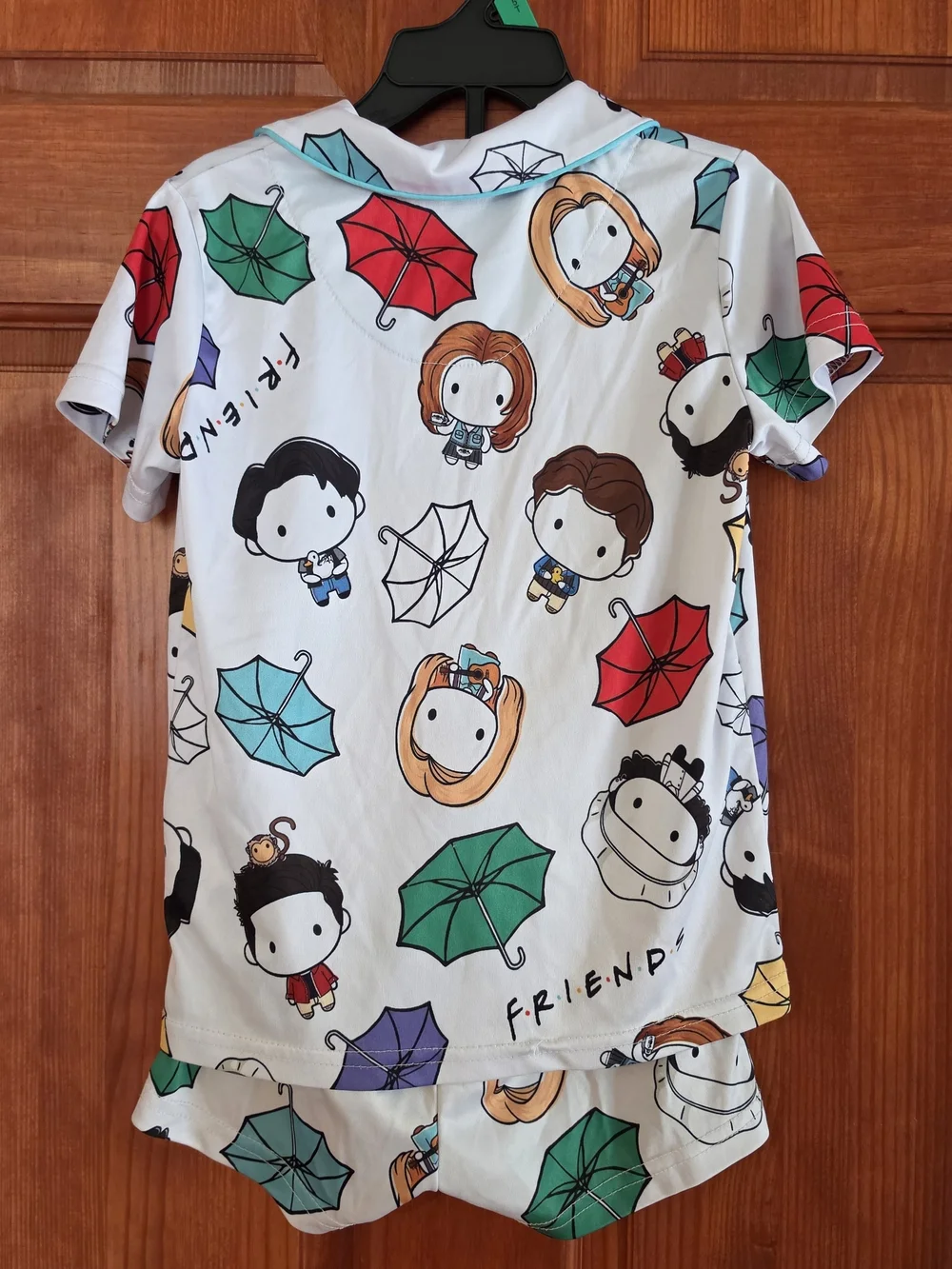 Children's Umbrella Print Pajama Set - White with Multicolor Umbrellas. XS (4/5)
